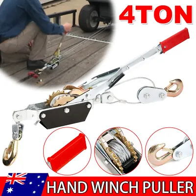 4 Tonne 2 Hooks Hand Winch Puller 4x4 4WD Trailer Trucks Comealong Hoist Tools • $39.95