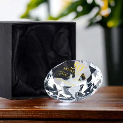 Personalised 50 Years Wedding Anniversary Romantic Gift Crystal Diamond KR-7 • £15.99