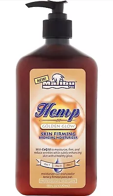 Malibu Tan Hemp Skin Firming Bronzing Body Moisturizer Golden Glow CoQ10. 18 Oz. • $12.95