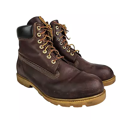 Timberland 19080 6  Premium Lace Up Brown Leather Work Boots Men's 10.5 M • $50