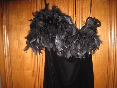 Vntg Jump Apparel Co. By Wendye Chaitin Black Velvet W/feathers 11/12 Made USA • $49