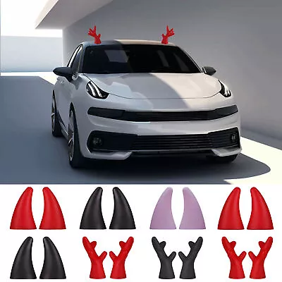 2X Red Devil Bull Horn Antenna Roof Anti Collision Decal Ornament For Car Bumper • $24.08