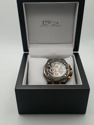 $149.99 • Buy Daniel Steiger PHANTOM RX Mens Chronograph Watch SS Black/Rose Gold DS9043RG-M 