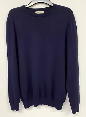 Woolovers Jumper Sweater Mens L Navy Merino Wool & Cashmere 703 • £21
