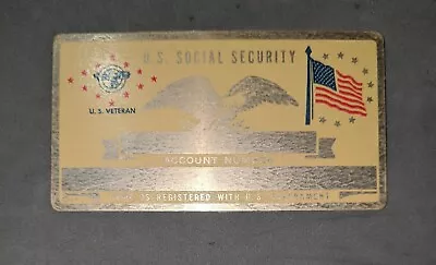 Awesome Vintage Metal Social Security Card - US VETERAN - Not Engraved - NOS • $4.99