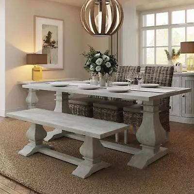 1.5m Dining Bench Lime Washed Natural Finish Solid Reclaimed Pine • £169.95