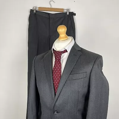 Hackett Mayfair 2 Piece Suit Men's Grey 38L Jacket 32W 32L Trouser Herringbone • £59.95