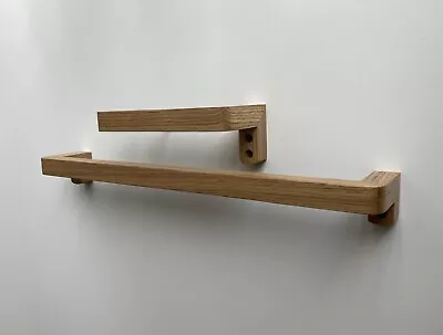 Solid 100% Oak Face/Hand Towel Rail And Right Side Solid Oak Toilet Roll Holder • £60