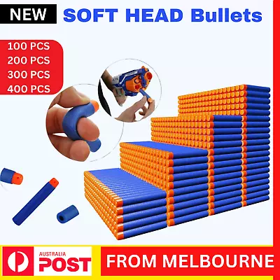 100 X Bullets SOFT HEAD Strike Elite Dart Refill Fits Most Nerf Guns BLUE AU SEL • $59.55