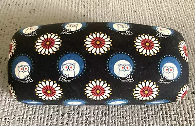 Vera Bradley Hard Glasses Case Black Blue Owl Print Night Owl Euc • $14.99