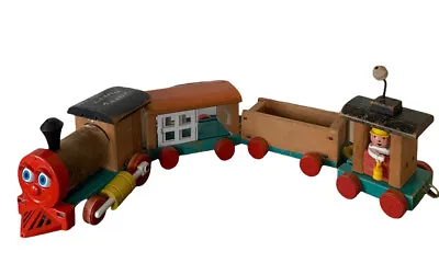 1958-70 Vintage Fisher-Price 4-Piece Wooden HUFFY PUFFY TRAIN #999 • $28.80