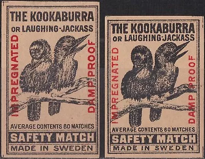 Old Matchbox Labels Sweden The Kookaburra Or Laughing-Jackass AC60 • $3.39