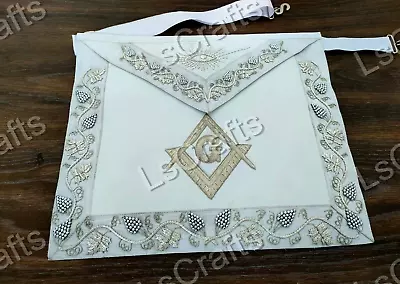 Masonic Regalia Master Mason Apron Hand Embroidered All White • $100