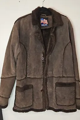 Vintage USA LEATHER Jacket Brown Suede Men Small Jacket • $45