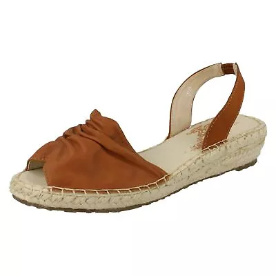 Ladies Flowers Peep Toe Espadrille Slingback Summer Ruched Wedge Sandals F0757 • £8.99