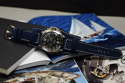 Ma Watch Strap 26 24 22 Mm Genuine Nubuck Leather Blue For Panerai Etc Bund Band • $95.20