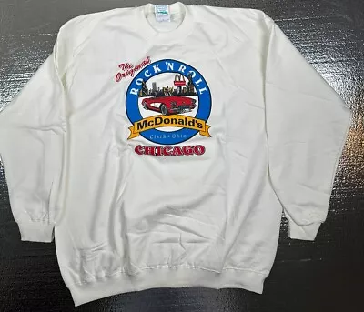 Vintage White Crewneck Sweater McDonald’s Chicago XL Screenwear • $39.99