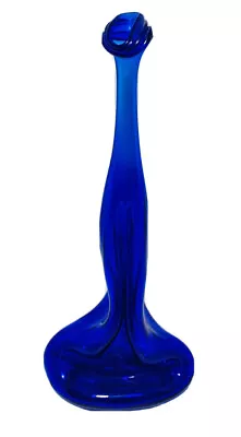 COBALT BLUE Melted Bottled Blown And Stretched Glass Art Vintage 1970’s • $28