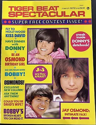 Tiger Beat Spectacular! March 1972!  David Cassidy Sherman Partridge Osmond • £16.08