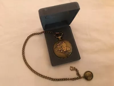 Vintage Train Pocket Watch With Chain Majestron Quartz New In Original Box • $9