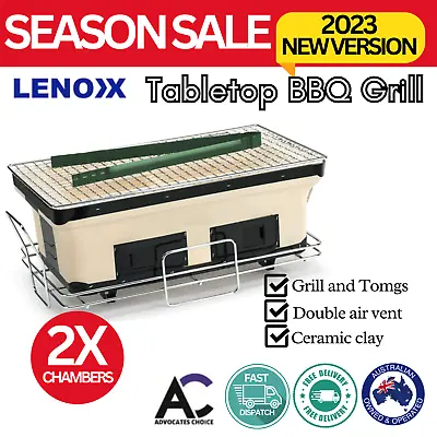 Japanese Korean Ceramic Hibachi BBQ Table Grill Yakitori Barbecue Charcoal Cream • $92.32