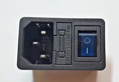 £3.49 • Buy Power Socket Connector - Fused + Blue Illuminated Switch - Kettle Plug
