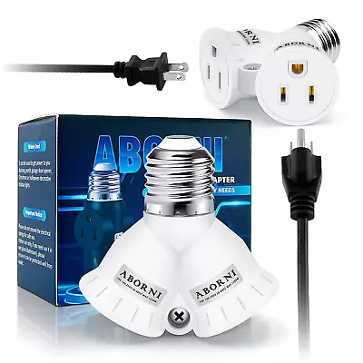 2 In 1 Light Socket To Plug Adapter E26/E27 3 Prong Light Socket Outlet FCC Li • $13.03