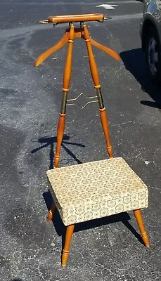 Vintage 70s Wooden Spiegel Mid Century MCM Bedroom Low Seat Valet / Butler Chair • $149.99