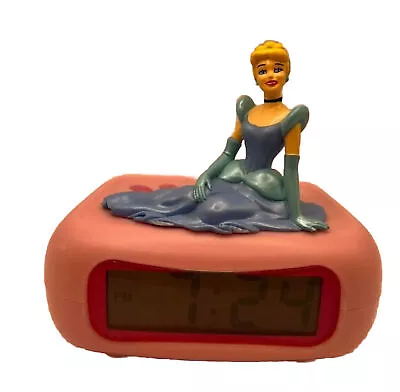 VINTAGE 90s Disney Cinderella Princess Pink Alarm Clock DC94530 - Tested Works! • $13.95