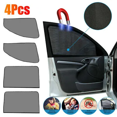 4x Magnetic Car Window Sun Shade Cover Mesh Curtain Shield UV Protect Sunscreen • $24.19