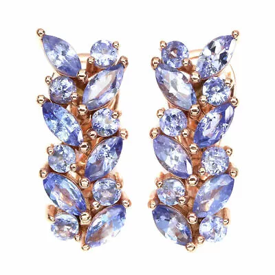 Natural Violet Blue Tanzanite 14k Rose Gold Over 925 Sterling Silver Earrings • $124