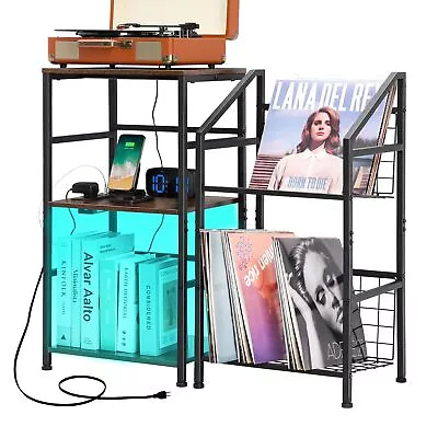 LAKEMID Record Player Stand With Vinyl Storage Turntable Stand Vinyl Record... • $59.76