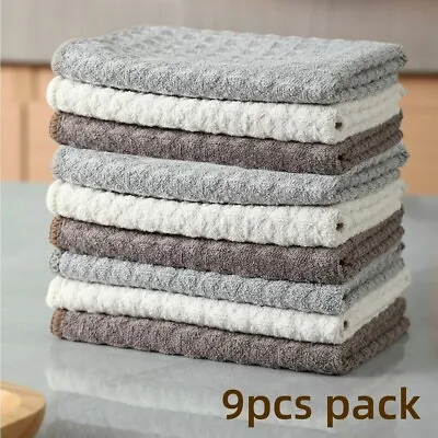 9pcs Microfiber Absorbent Car Washing Cloths Kitchen Cleaning Rag In 3 Colors • $6.99