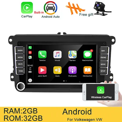 Car Stereo Radio Carplay GPS Navi Player 2DIN For VW Jetta Golf Passat CC Altea • $119.99