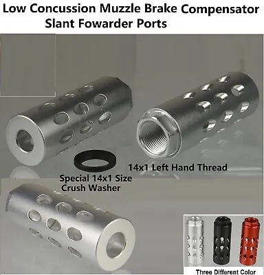 Silver Slant Forwarder Port Low Concussion Muzzle Brake Compensator 14x1 LH TPI  • $19.99