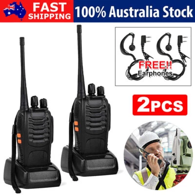 $36.85 • Buy 2X Walkie Talkie BF-888S Two Way Radio Long Range W/Headset Rechargeable Battery