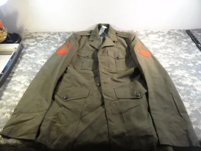 Usmc Marine Corp Mans Polyester Wool Olive Drab Green Alpha Jacket Coat 38r • $62.09