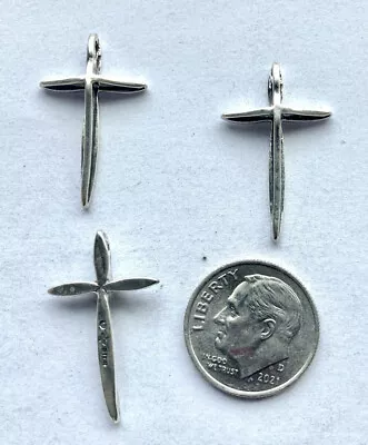 Vintage Sterling Silver Cross Pendant Charms Pkg Of 3 • $18