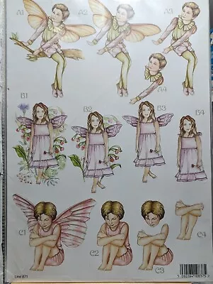 Craft UK A4 Die Cut Decoupage Sheet - Line871 Fairies • £1.38