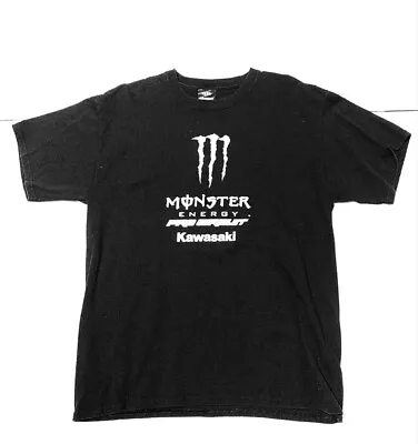 Vintage 90s Monster Energy Pro Circuit Kawasaki T- Shirt Black • $70