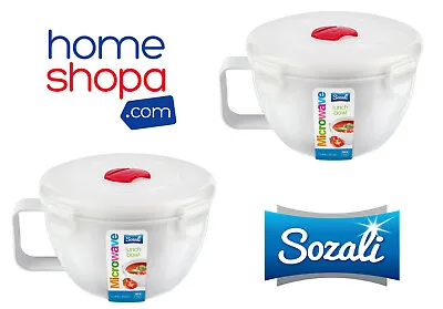 2 X 1L Microwave Food Bowls Lunch Soup Container Spill Proof Clip Lock Vent Lid  • £6.99