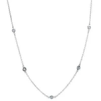 $3950 • Buy Tiffany & Co. Elsa Peretti 11 Diamonds By The Yard Necklace In Platinum 16 Inch