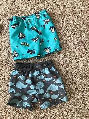 Lot Of 2: Baby Boys  Sharks & Whales  Swim Shorts.. Size 18 Months • $11.87