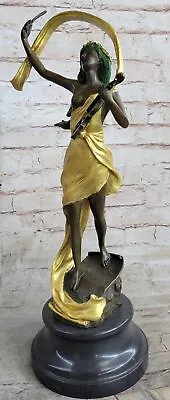 Art Nouveau Hot Cast Male Violin Player Bronze Sculpture Marble Figurine Figure • $419