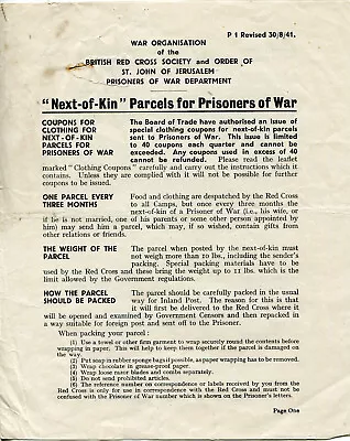 £4.99 • Buy 1941 Red Cross Pamphlet Parcels For Prisoners Of War A Connors Guernsey