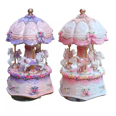 Rotating Carousel Horse Music Box Collectible Figurine For Baby Kids Musical • £21.62