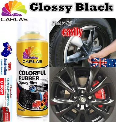 6 Can Glossy Black Removable Rubber Paint Carlas Plasti Dip Wheel Rim Spray Pain • $99