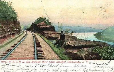 Vintage Postcard 1907 N.Y.C.R.R. & Mohawk River Below Aqueduct Schenectady N.Y. • $12.58
