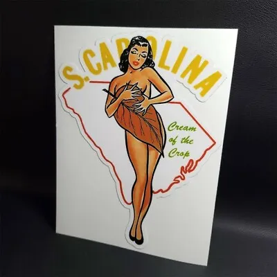 South Carolina Vintage Style Travel Decal Pinup Girl Vinyl Sticker Pin-Up • $4.69