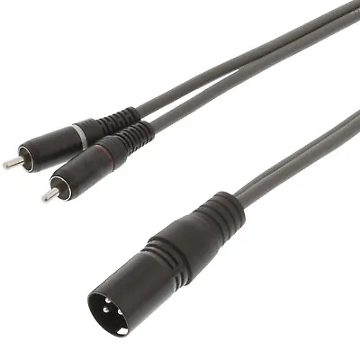 1.5m (Twin) 2x RCA PHONO Male Plug To XLR 3 Pin Male Cable Lead Audio PA Mixer • £11.49